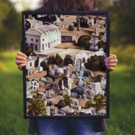 カヤコイ・フェティエ捨てられた町の幾何学芸術 ポスター