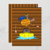 カヤッカースケルトンおもしろいカヤックパンプキンハロウィーン ポストカード (正面/裏面)