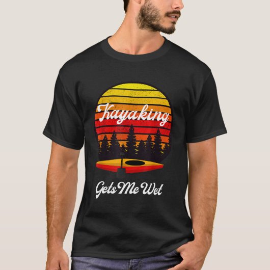 カヤックおもしろいで濡れた日没Tシャツ Tシャツ (正面)