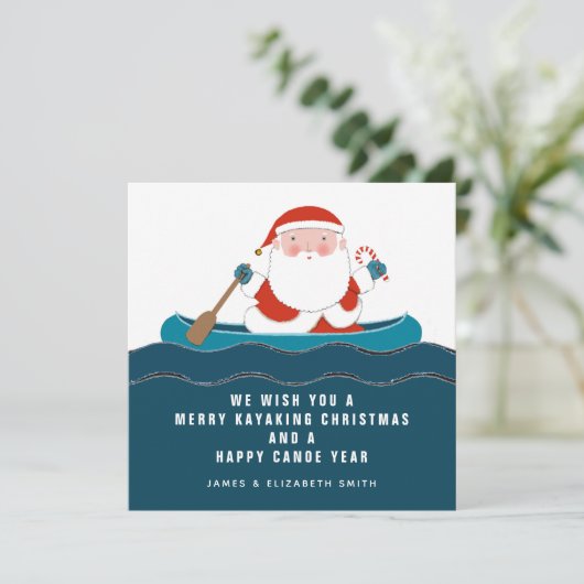 カヤックおもしろいカヌーのクリスマスカード シーズンカード (スタンド正面)
