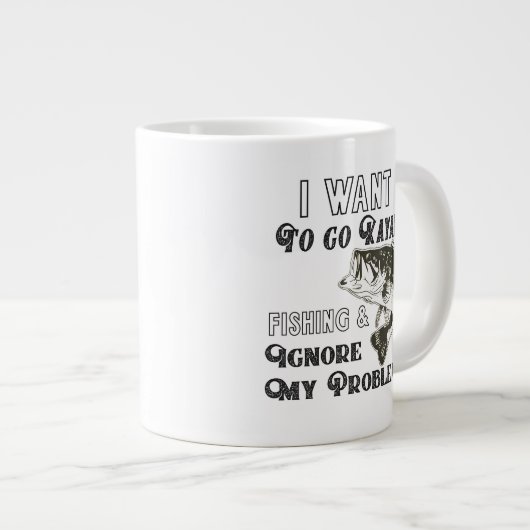 カヤックおもしろい魚釣り引用文マグ ジャンボコーヒーマグカップ (正面右)