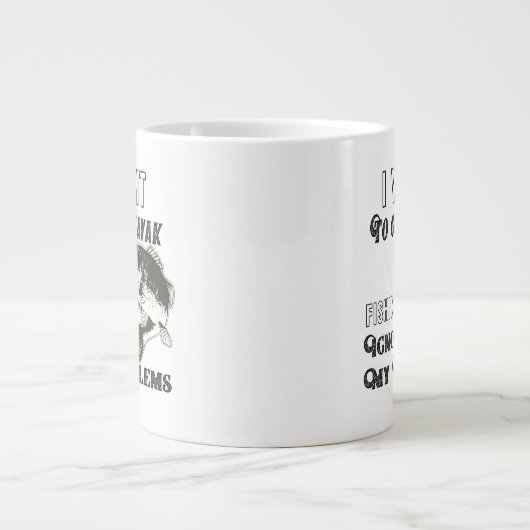 カヤックおもしろい魚釣り引用文マグ ジャンボコーヒーマグカップ (正面)