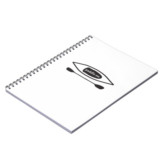 カヤックおよびかい、シンプルで黒い線画のデザイン ノートブック (左側)