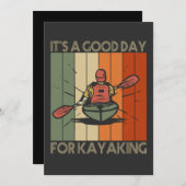 カヤックが楽しめる良い日 面白いアウトドア 湖 招待状 (正面/裏面)