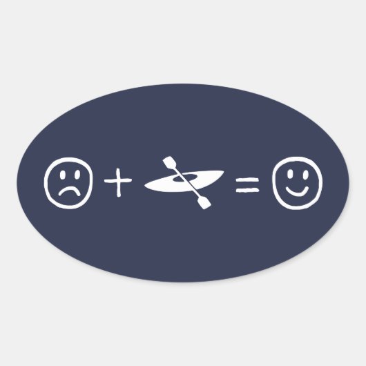 カヤックで幸せ 楕円形シール (正面)