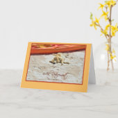 カヤックとゴールデン·レトリバーがハッピー·リタイアメント カード (黄色い花)