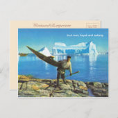 カヤックと氷山を持つイヌイット人 ポストカード (正面/裏面)