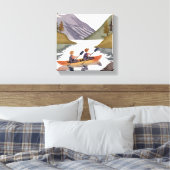 カヤックに乗る湖 | 山自然水色 キャンバスプリント (インサイチュ (寝室))