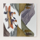 カヤックに乗る湖 | 山自然水色 ジグソーパズル (横)