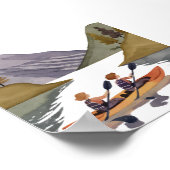 カヤックに乗る湖 | 山自然水色 ポスター (角)