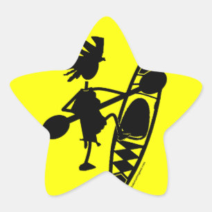 カヤックのカヌーの嬉しいシルエット 星シール