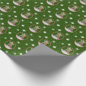 カヤックのクリスマスツリーパターンお祝いのカヤックの緑 ラッピングペーパー (角)