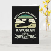 カヤックのプレゼントをおもしろい持つ女性たち カード (黄色い花)