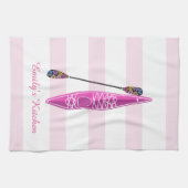カヤックの女の子のピンクのストライプ キッチンタオル (横)