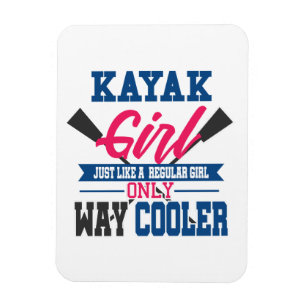 カヤックの女の子の方法クーラーのカヤックを漕ぐKayakerの女性 マグネット
