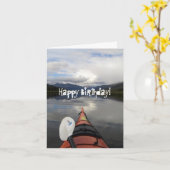 カヤックの旅行; ハッピーバースデー カード (黄色い花)
