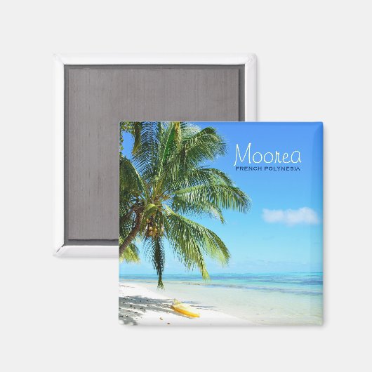 カヤックの白い砂のビーチでMoorea近くのタヒチ マグネット (正面/裏面)