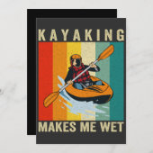 カヤックは私をウェットカヌーおもしろいヴィンテージレトロ 招待状 (正面/裏面)