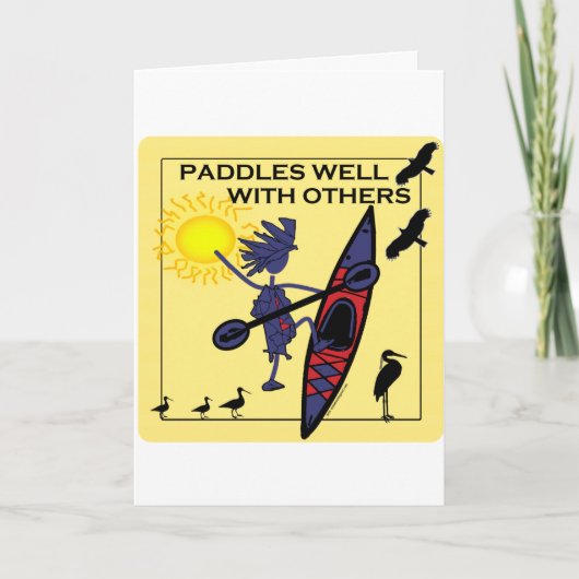 カヤックは黄色でよく漕ぎます カード (正面)