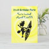 カヤックをテーマにした楽しいパーティーの招待状 招待状 (スタンド正面)