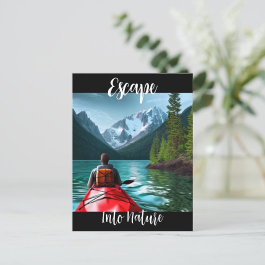 カヤックをテーマにした自然に逃げる ポストカード (スタンド正面)