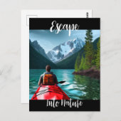 カヤックをテーマにした自然に逃げる ポストカード (正面/裏面)