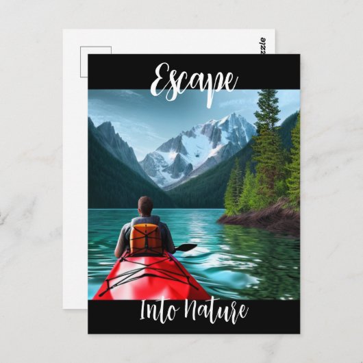 カヤックをテーマにした自然に逃げる ポストカード (正面/裏面)