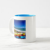 カヤックを漕ぐ夏 ツートーンマグカップ (正面左)