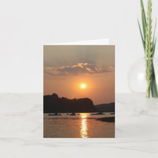 カヤックを漕ぐ日没 カード (正面)