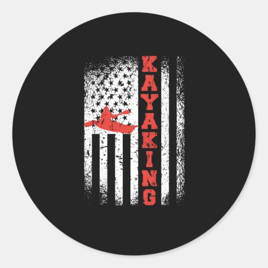 カヤックアメリカ国旗カヤック愛国的USAカヌー ラウンドシール (正面)
