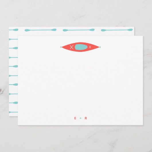 カヤックアモダンクアブルー文パーソナライズされた房具 ノートカード (正面/裏面)