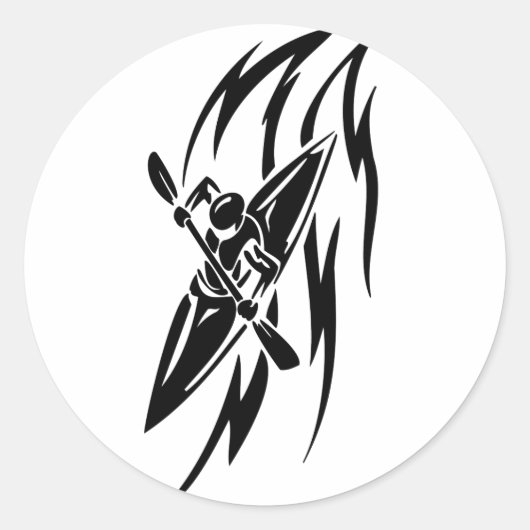 カヤックエクストリームスポーツグラフィック（白黒） ラウンドシール (正面)