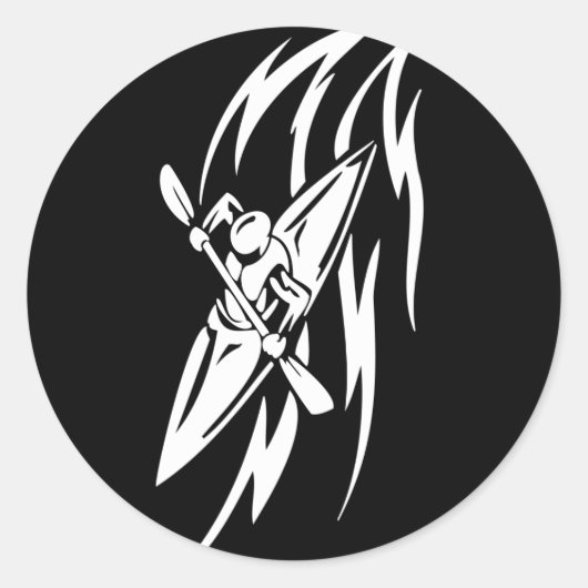 カヤックエクストリームスポーツグラフィック(白黒) ラウンドシール (正面)