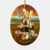 カヤックオーナメントwトロピカルカヤッククリスマスツリー セラミックオーナメント (正面)