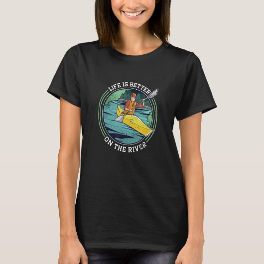 カヤックカヌーを漕ぐ川で Tシャツ (正面)