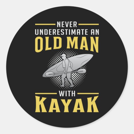 カヤックカヤックカヌパドルカヌギフトおもしろい ラウンドシール (正面)