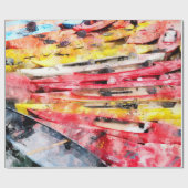 カヤックカラフルの水彩画 ラッピングペーパー (フラット)