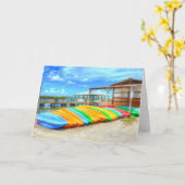 カヤックカラフルトロピカルグリーティ空白のングカード カード (黄色い花)