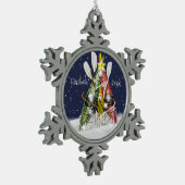 カヤッククリスマスツリーのカヤックギフトパーソナライズされた スノーフレークピューターオーナメント (左)