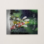 カヤッククリスマスツリーオーロラボレアリスファミリーネーム ジグソーパズル (横)