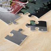 カヤッククリスマスツリーオーロラボレアリスファミリーネーム ジグソーパズル (側面)