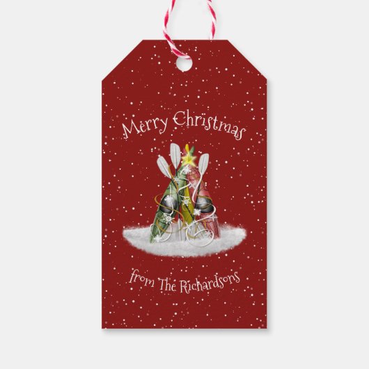 カヤッククリスマスツリーカヤックパドルパーソナライズされた ギフトタグ (裏面)