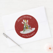 カヤッククリスマスツリーカヤックパドルパーソナライズされた ラウンドシール (封筒)