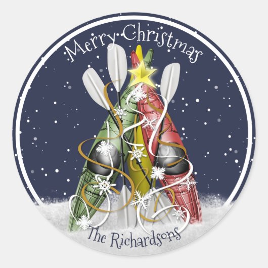 カヤッククリスマスツリー冬のカヤックパディング ラウンドシール (正面)