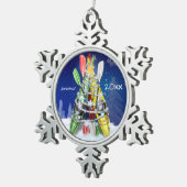 カヤッククリスマスツリー名前をカスタムすると年 スノーフレークピューターオーナメント (右)