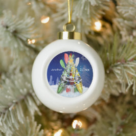 カヤッククリスマスツリー名前をカスタムすると年 セラミックボールオーナメント