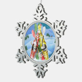 カヤッククリスマスツリー疑問に思の自然 スノーフレークピューターオーナメント (右)