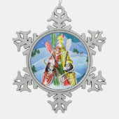 カヤッククリスマスツリー疑問に思の自然 スノーフレークピューターオーナメント (正面)