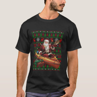 カヤッククリスマスライツ醜いサンタカヤッククリスマス Tシャツ