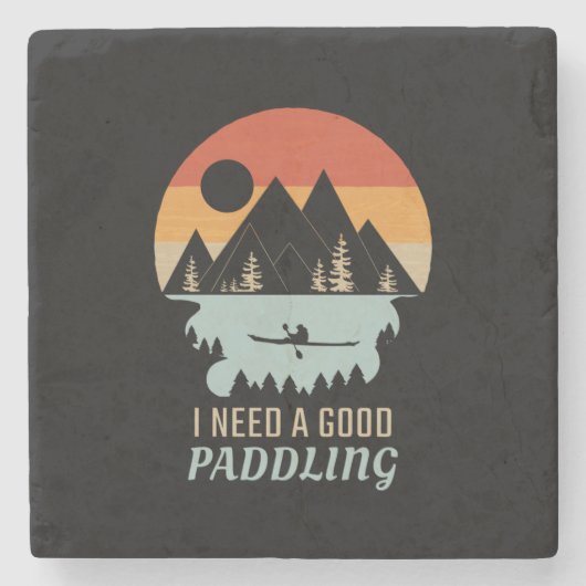 カヤックマウンテンズレトロ ストーンコースター (正面)